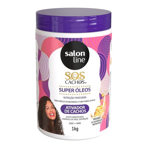 Salon Line, Ativador de Cachos, SOS Cachos, Super Óleos, Nutrição Profunda, Vegano - Cabelos Cacheados e Crespos, 1 Kg