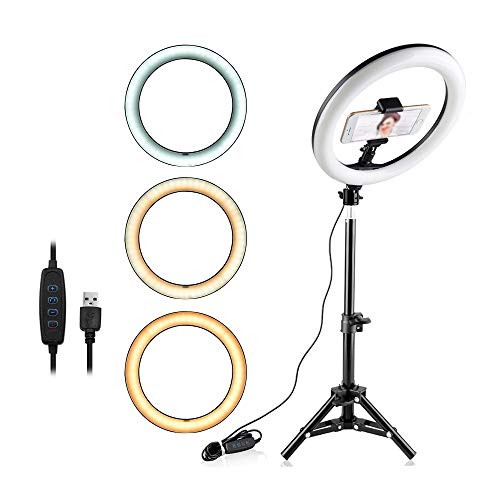 Iluminador LED Ring Light 26cm para Maquiagem Fotos com tripé e suporte celular