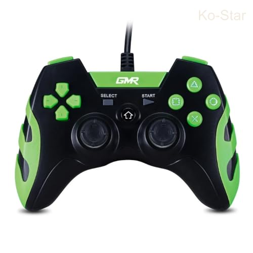 Controle Gamer Multi Com Fio, PS3, PC, Preto e Verde - JS091