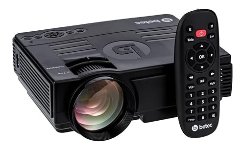 Mini Projetor Led Portatil - Betec BT810 - 1200 Lumens - Bluetooth - Entrada HDMI, VGA, AV, SD e USB
