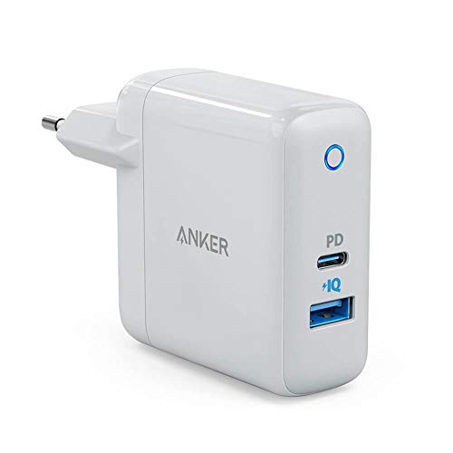 Carregador de Tomada 1 USB-C PD + 1 USB, Anker PowerPort PD 2, 33W de potência, Carregamento Rápido, Branco