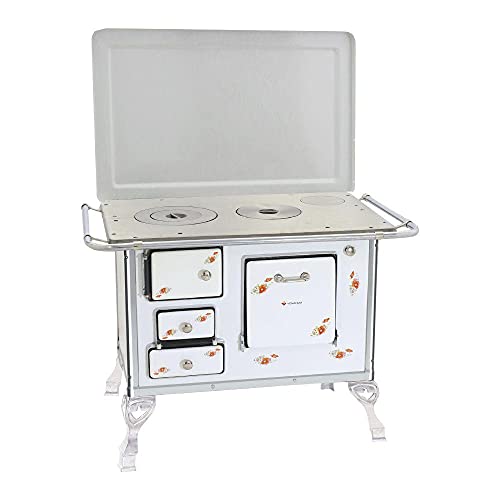 Fogão a Lenha Venâncio 02 Branco Florido com Tampa 2dftbr