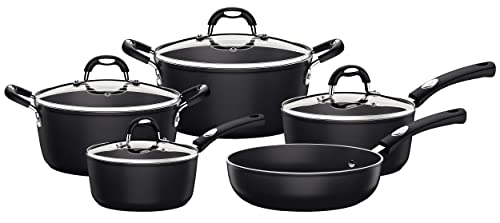 Jogo de Panelas de Alumínio com Revestimento Interno de Antiaderente 5 Peças Tramontina Mônaco Preto