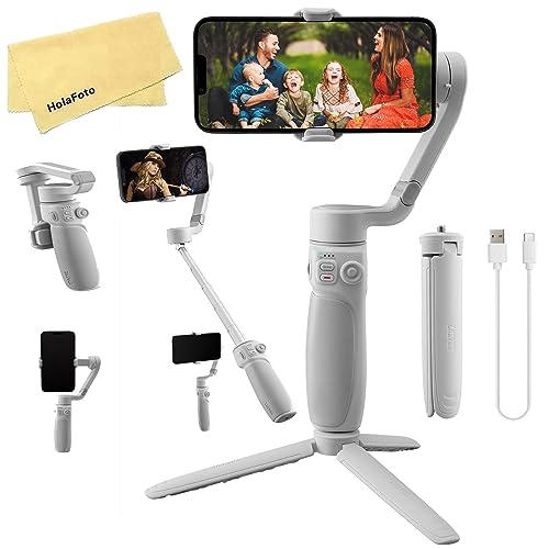 Zhiyun Smooth Q4 estabilizador de cardan para smartphone, cardan de 3 eixos para celular Android iPhone, haste de extensão embutida, portátil e dobrável, estabilizador de vlogging MoreShot