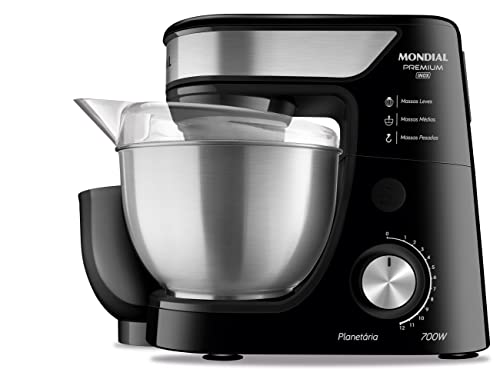 Batedeira Planetária, Mondial, Preto/Inox, 700W, 110V - BP-02P-B-TI
