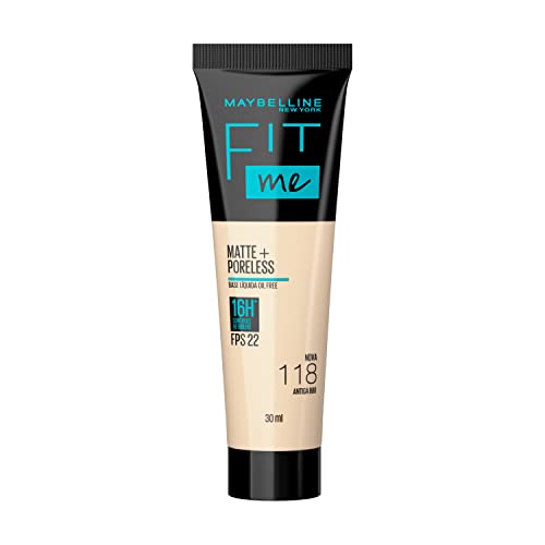 Base Líquida Maybelline NY Fit Me Matte FPS 22 Cor 118 (Antiga B80), 30ml