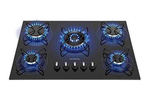 Cooktop a Gás, 5 Bocas, Mondial, Preto/Inox, Bivolt - CTG-03