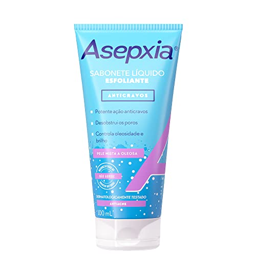 Asepxia Sabonete Líquido Esfoliante 100ml - Antiacne para Pele mista e oleosa