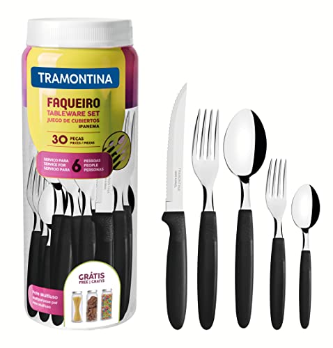 Faqueiro Inox 30pc Ipanema Pre Tramontina Preto No Voltagev