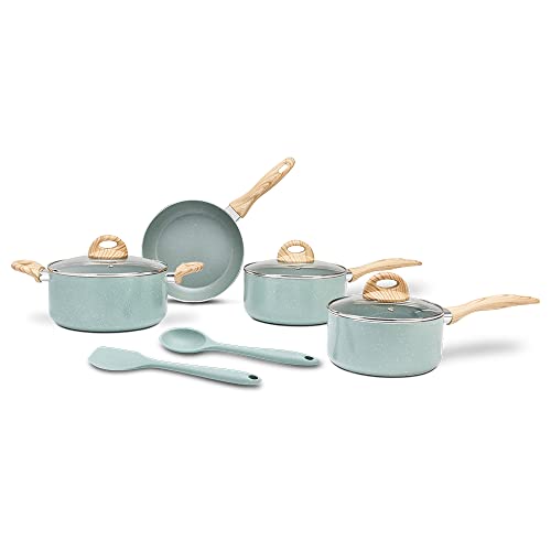 Brinox - Jogo de Panelas 6 Peças com Fundo de Indução Ceramic Life Botanika - Verde