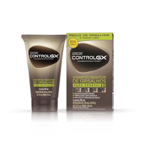 Grecin Control GX Shampoo, Redutor de Grisalhos, Ação Gradual, Aparência Natural, Para Todas as Tonalidades de Cabelo, 118ml