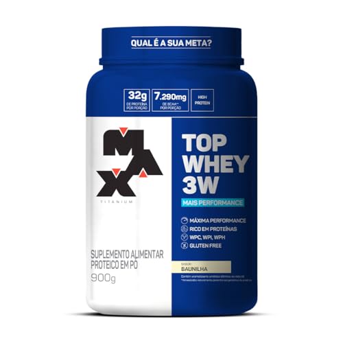 Max Titanium Top Whey 3W Mais Performance 900G Baunilha -