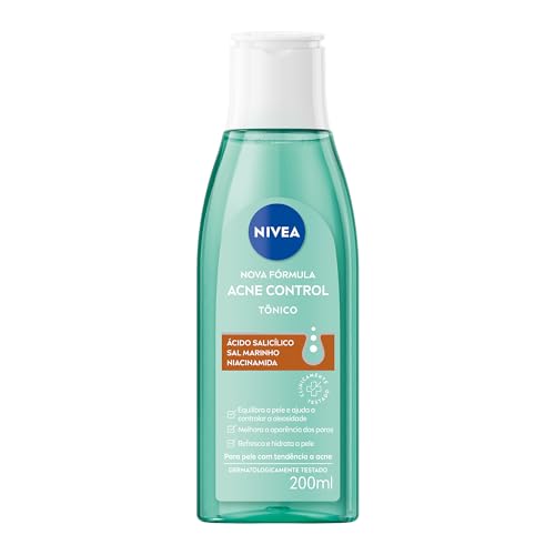 NIVEA Tônico Facial Acne Control 200ml - Ajuda a controlar a oleosidade, não obstrui os poros, remove células mortas, reduz a vermelhidão e hidrata a pele acneica