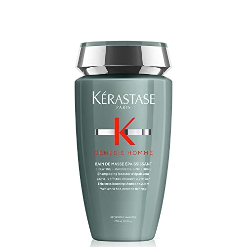 Kérastase Shampoo Genesis Homme Bain de Masse Épaississant, Cabelos com queda, Prevenção da queda, Creatina, Raiz de gengibre, 250 ml
