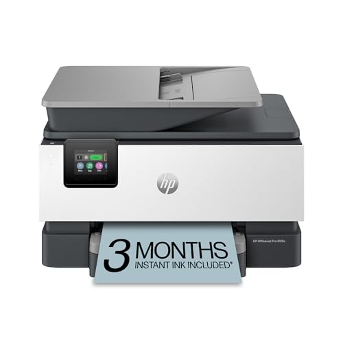 HP OfficeJet Pro 9125e Impressora multifuncional, colorida, impressora para pequenas e médias empresas, impressão, cópia, digitalização, fax, tinta instantânea elegível (3 meses incluídos), tela